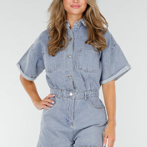 NEW210126 Blauwe Denim Playsuit