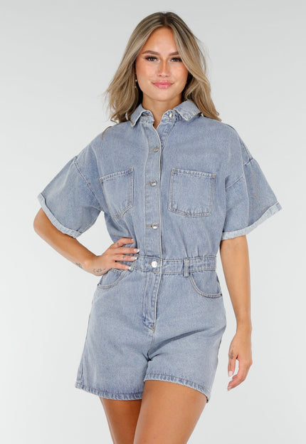 NEW210126 Blauwe Denim Playsuit