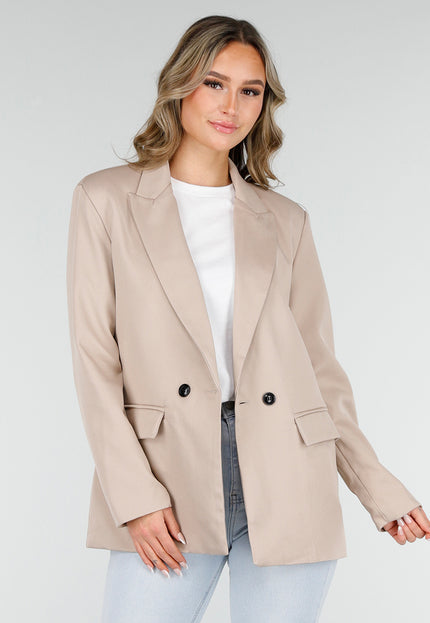 NEW210126 Double Breasted Beige Blazer