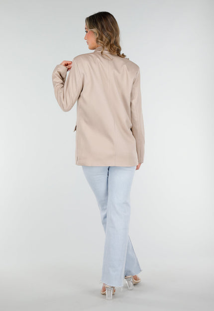 NEW210126 Double Breasted Beige Blazer