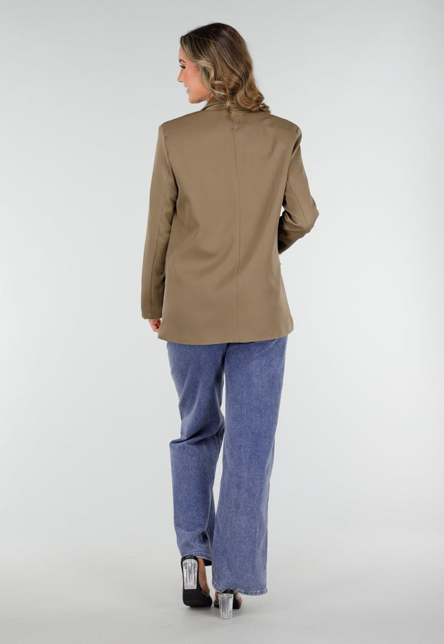 NEW210126 Double Breasted Blazer Khaki