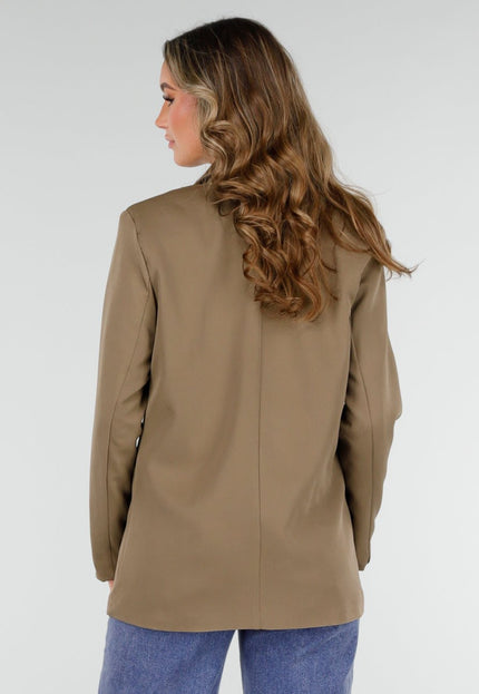 NEW210126 Double Breasted Blazer Khaki