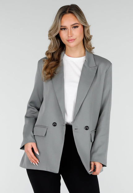NEW210126 Double Breasted Grijze Blazer