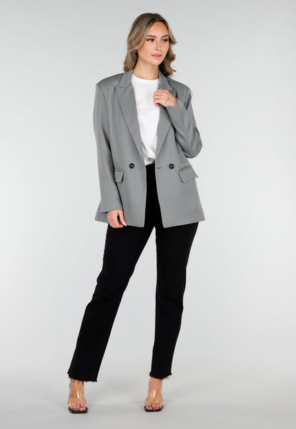 NEW210126 Double Breasted Grijze Blazer