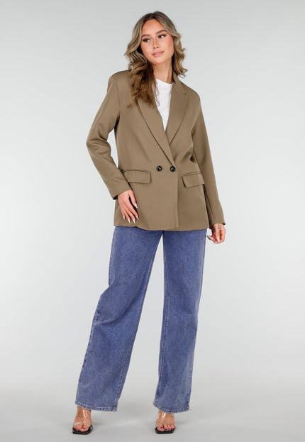 NEW210126 Double Breasted Blazer Khaki
