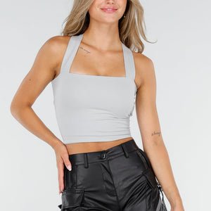 NEW210126 Grijze Top met Strik en Pads