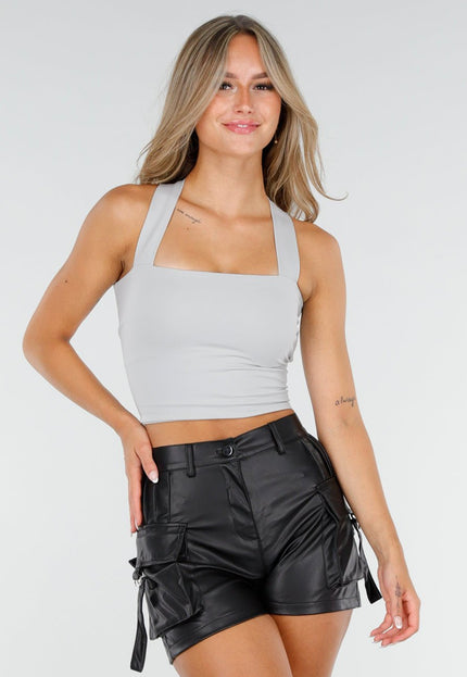 NEW210126 Grijze Top met Strik en Pads