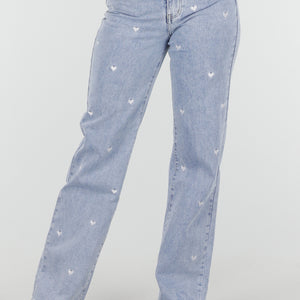 OP=OP.10.NL Lichtblauwe Hartjesprint Jeans