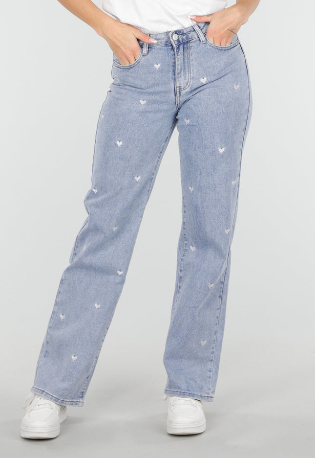 OP=OP.10.NL Lichtblauwe Hartjesprint Jeans