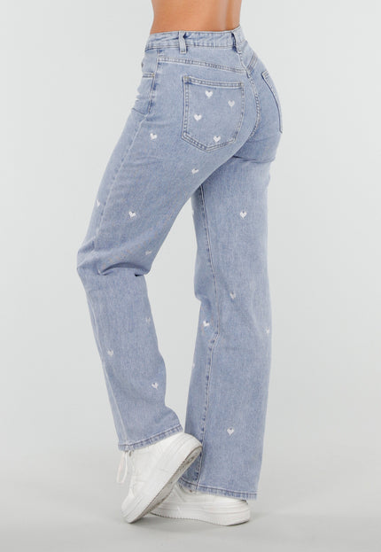 OP=OP.10.NL Lichtblauwe Hartjesprint Jeans