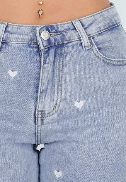 OP=OP.10.NL Lichtblauwe Hartjesprint Jeans