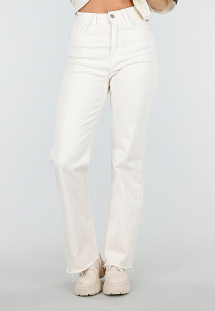 NEW210126 Beige Straight Leg Jeans