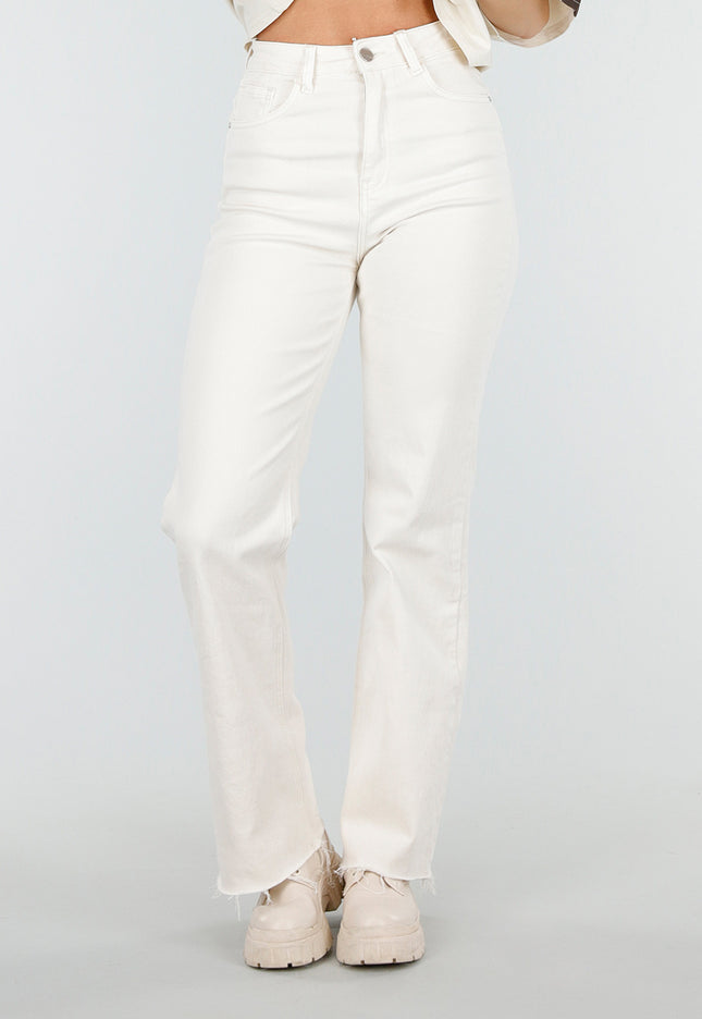 NEW210126 Beige Straight Leg Jeans
