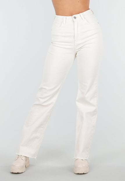 NEW210126 Beige Straight Leg Jeans