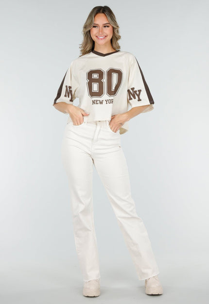 NEW210126 Beige Straight Leg Jeans