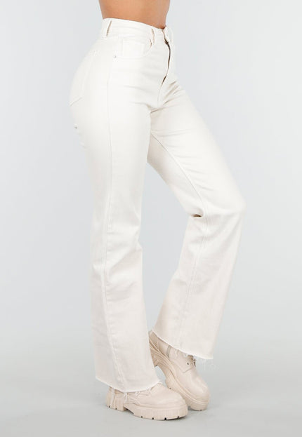 NEW210126 Beige Straight Leg Jeans