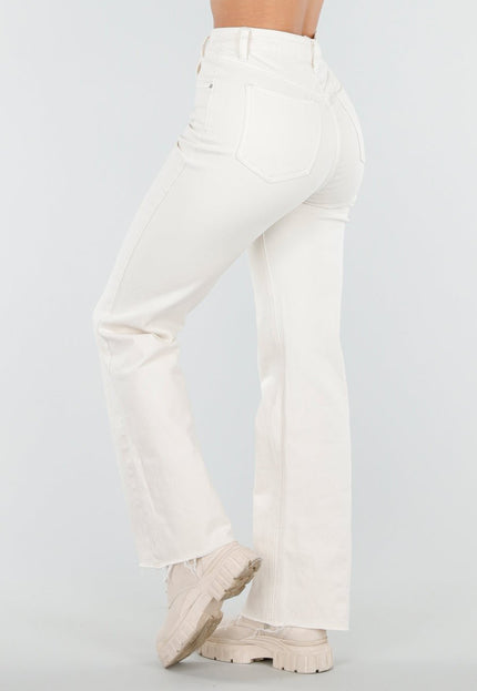 NEW210126 Beige Straight Leg Jeans
