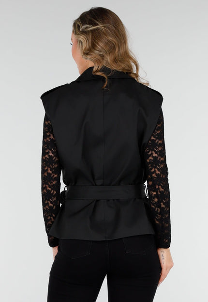 Zwart Gilet met Strikceintuur