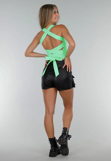 NEW210126 Mintkleurige Top met Pads