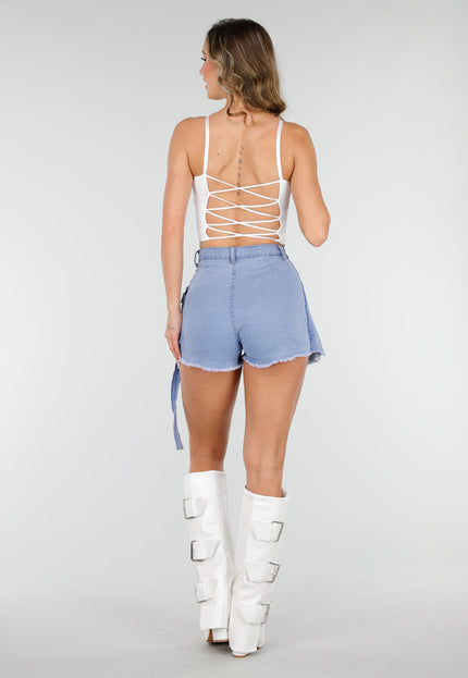 NEW210126 Witte Top met Gekruiste Rug