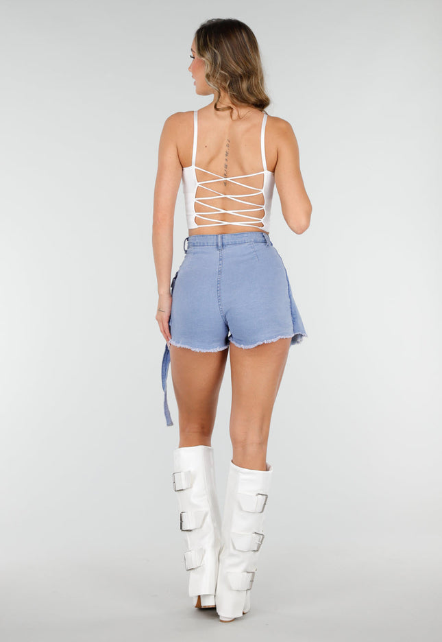 NEW210126 Witte Top met Gekruiste Rug