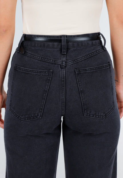 NEW210126 Zwarte Dunne Tailleriem met Gouden Detail