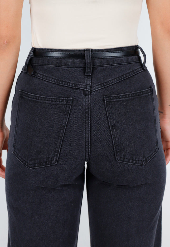 NEW210126 Zwarte Dunne Tailleriem met Gouden Detail