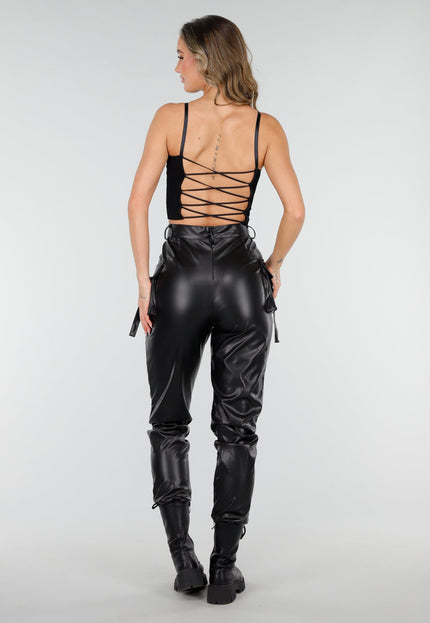 NEW210126 Zwarte Top met Gekruiste Rug