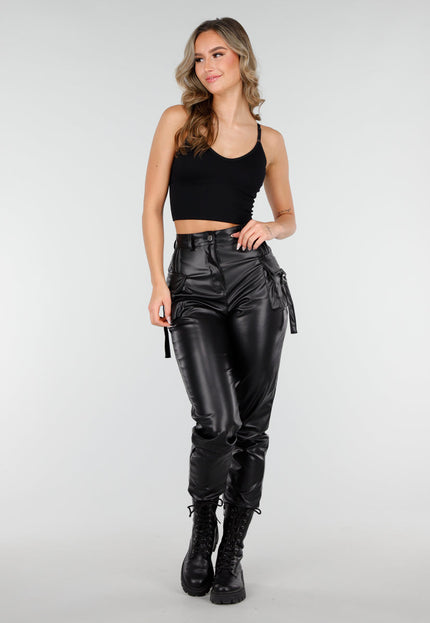 NEW210126 Zwarte Top met Gekruiste Rug