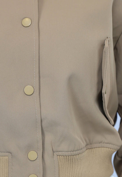NEW2102 Cropped Bomber Jasje in Camel