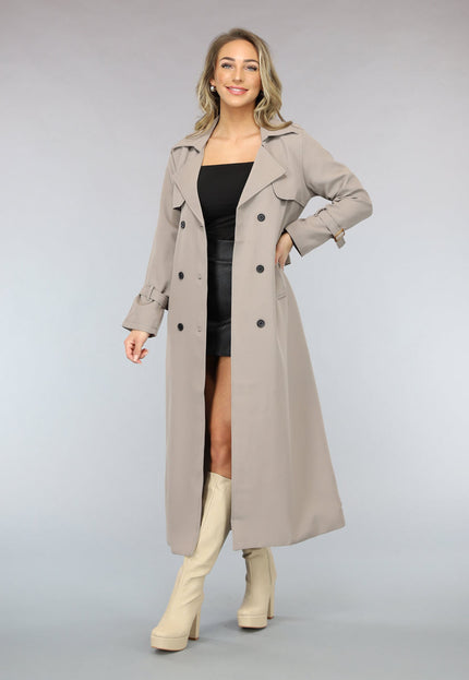 OP=OP.08.S Taupe Trenchcoat met Tailleband