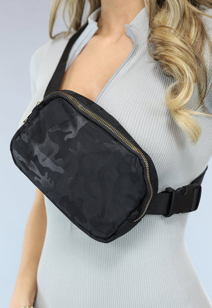 NEW2102 Zwarte Fanny Pack met Camouflage Print