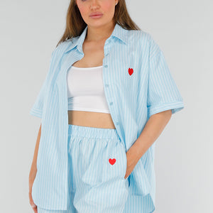 NEW210525 Azuurblauwe Set met Strepen en Stretchband