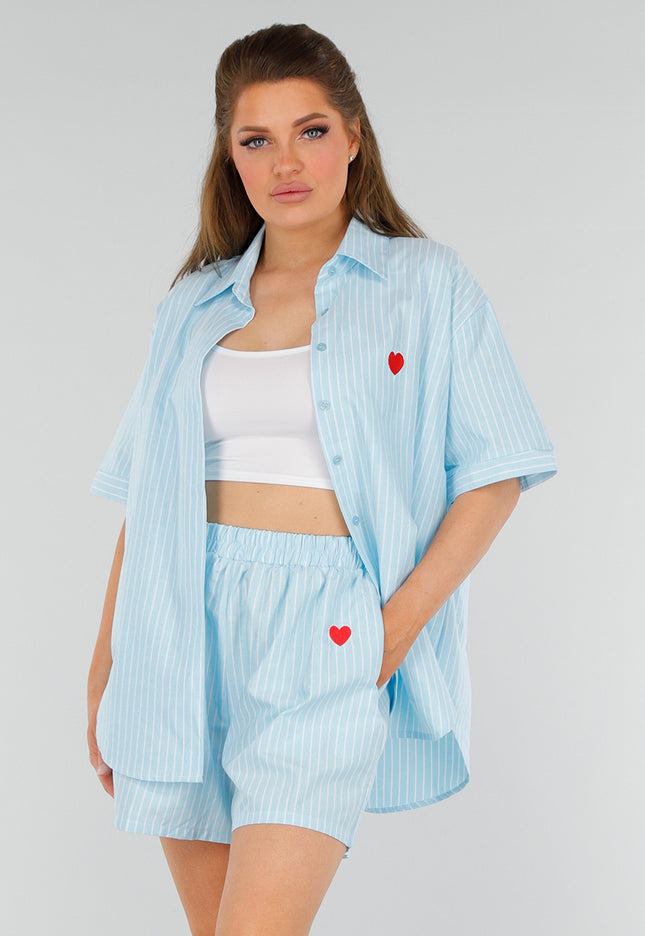 NEW210525 Azuurblauwe Set met Strepen en Stretchband