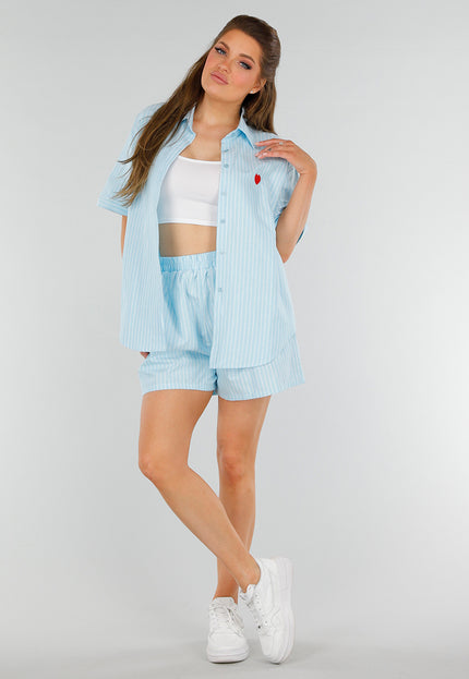 NEW210525 Azuurblauwe Set met Strepen en Stretchband