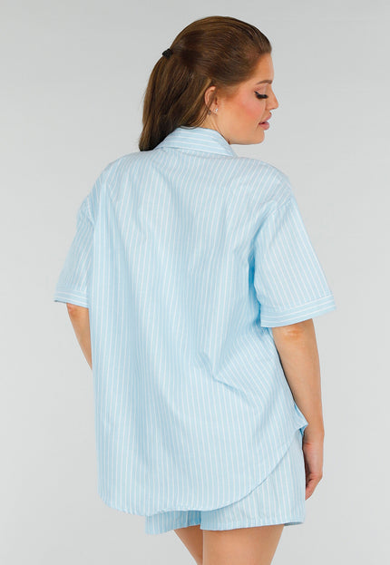 NEW210525 Azuurblauwe Set met Strepen en Stretchband