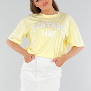NEW210525 Butteryellow Oversized Shirt met Witte Letters