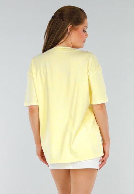 NEW210525 Butteryellow Oversized Shirt met Witte Letters
