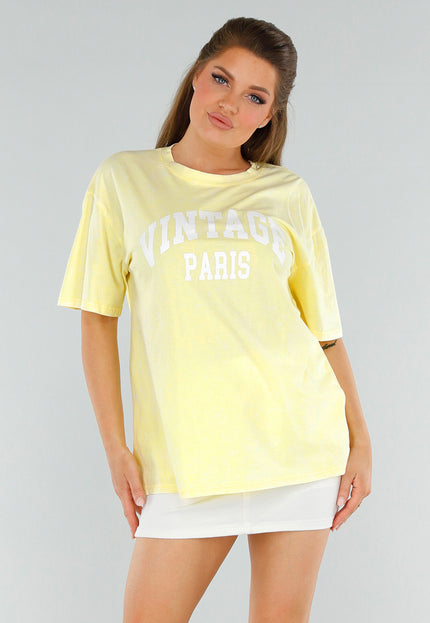 NEW210525 Butteryellow Oversized Shirt met Witte Letters