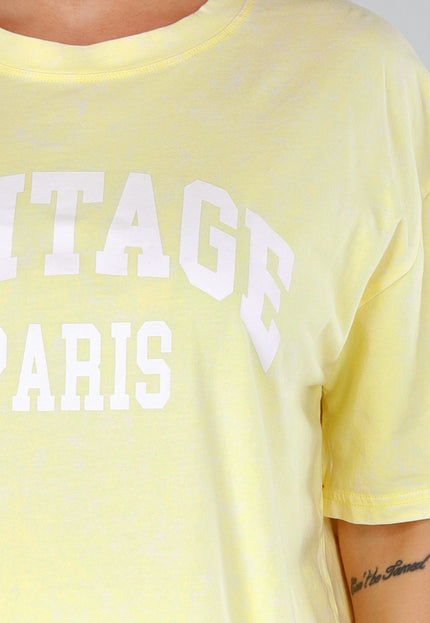 NEW210525 Butteryellow Oversized Shirt met Witte Letters