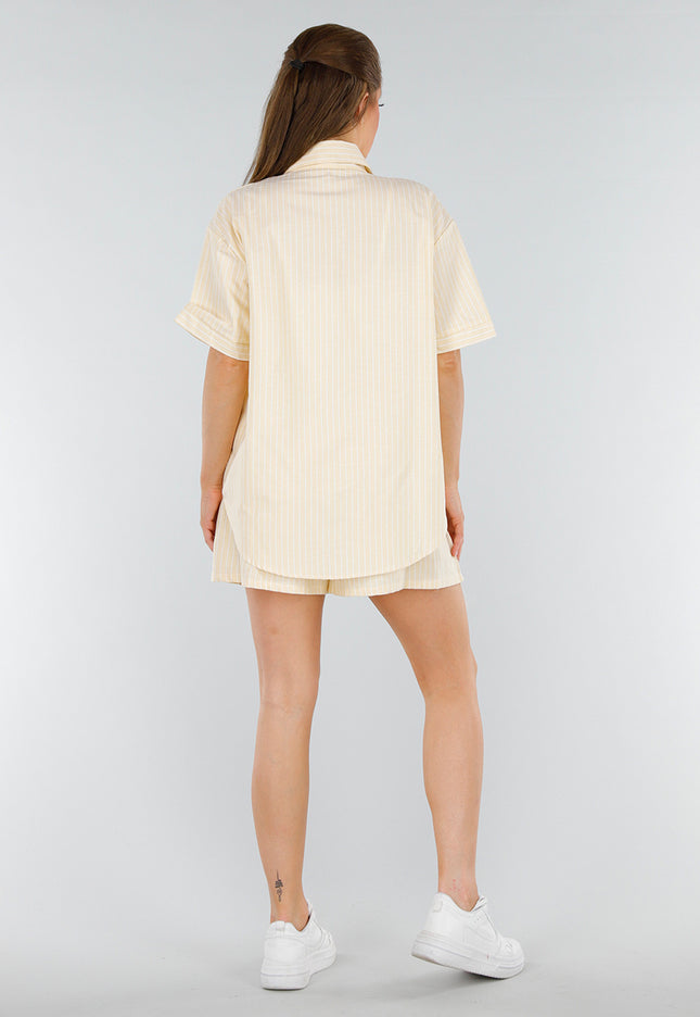 NEW210525 Butteryellow Streepjes Set van Katoen met Rood Hartje