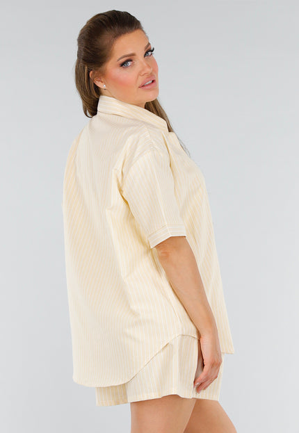 NEW210525 Butteryellow Streepjes Set van Katoen met Rood Hartje