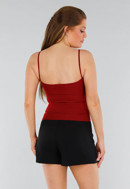 NEW210525 Donkerrood Hemdtopje met Cups en Stretch