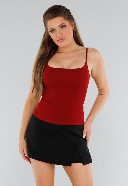 NEW210525 Donkerrood Hemdtopje met Cups en Stretch