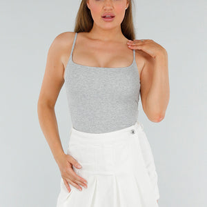 NEW210525 Lichtgrijs Topje met Spaghettibandjes en Stretch