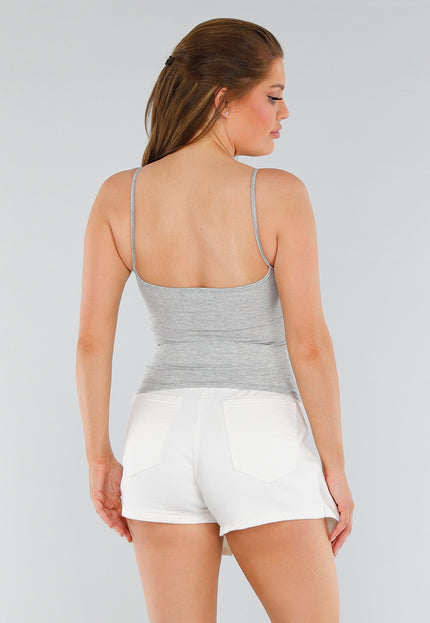NEW210525 Lichtgrijs Topje met Spaghettibandjes en Stretch
