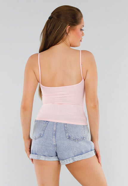 NEW210525 Roze Hemdtopje met Cups en Stretch