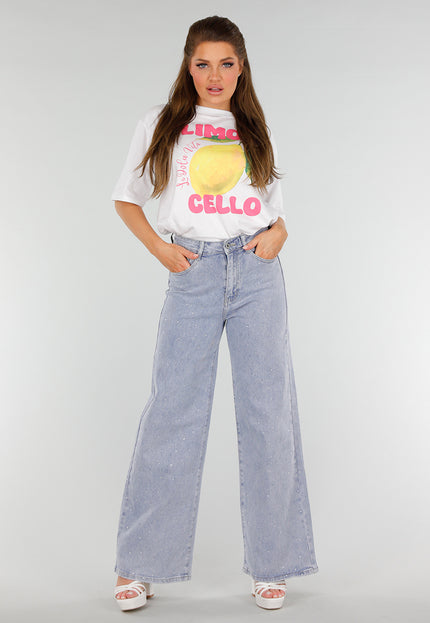 NEW210525 Wit Katoenen T-Shirt met Limoncello print