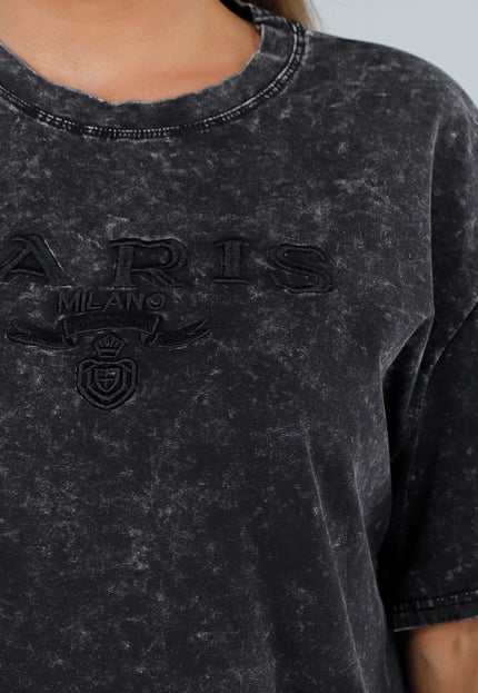 NEW210525 Zwart Cotton Vintagelook Oversized Shirt