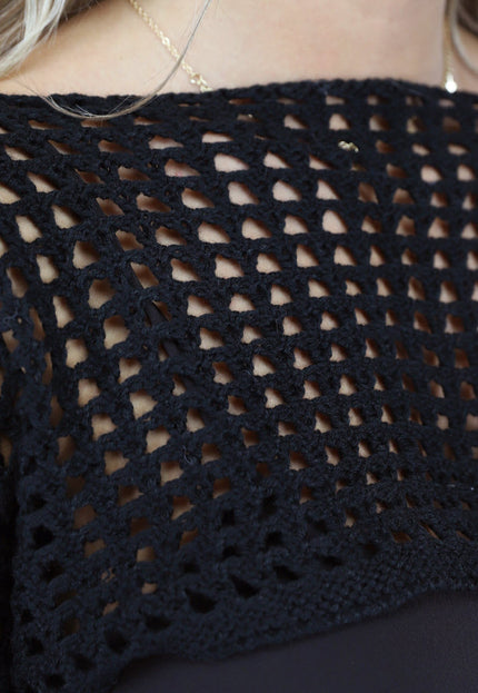 NEW2106 Zwarte Gehaakte Boho Bolero